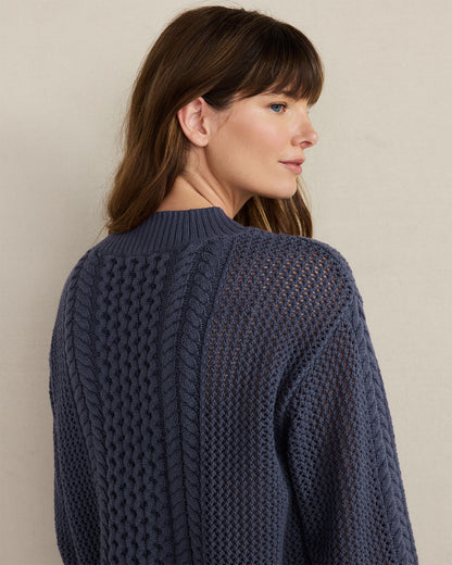 Talbots COTTON BLEND MIXED STITCH CREWNECK SWEATER