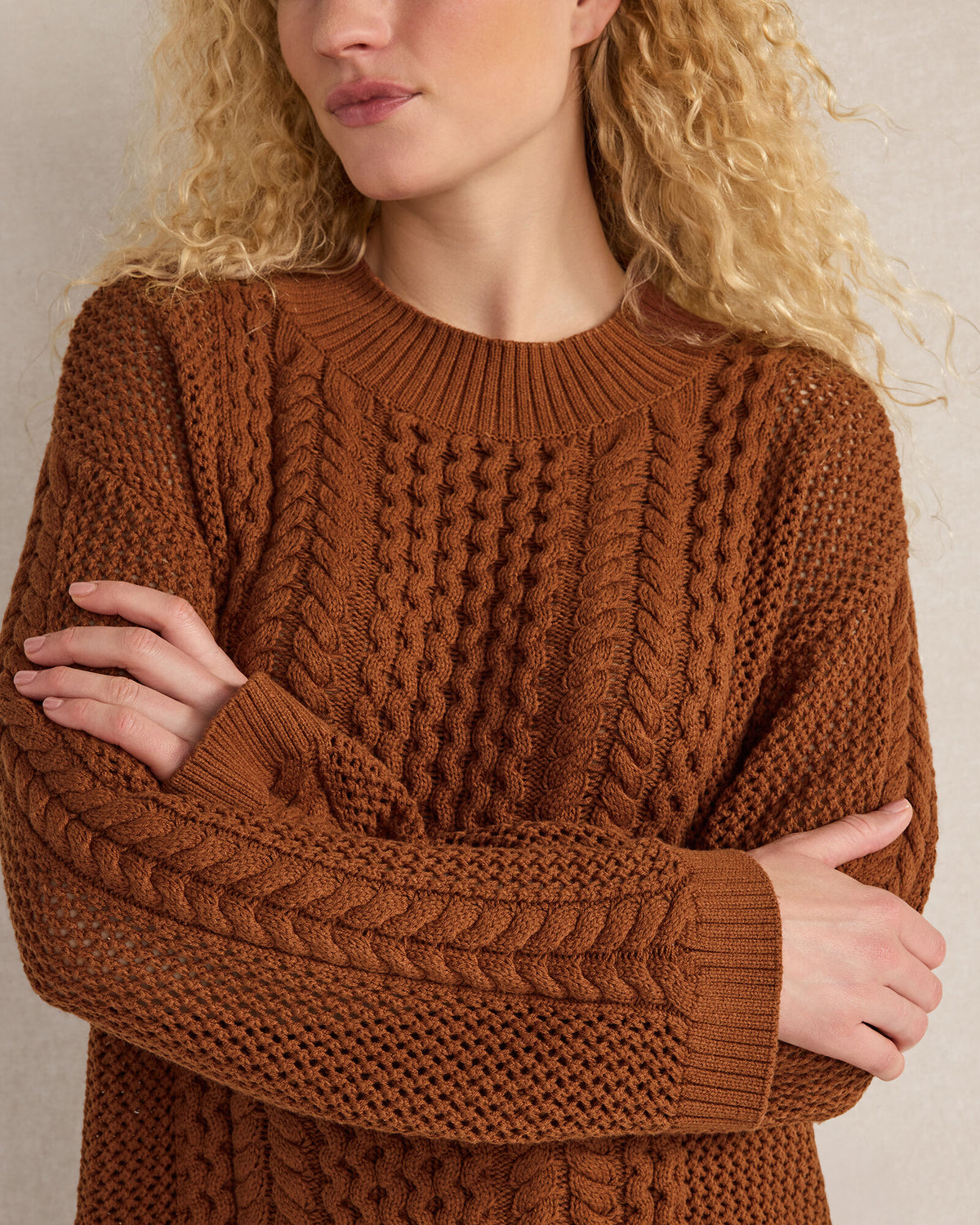 Talbots COTTON BLEND MIXED STITCH CREWNECK SWEATER