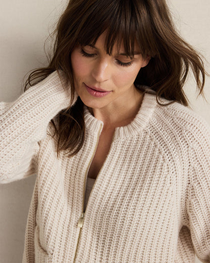 Talbots CASHMERE ZIP FRONT BOMBER JACKET