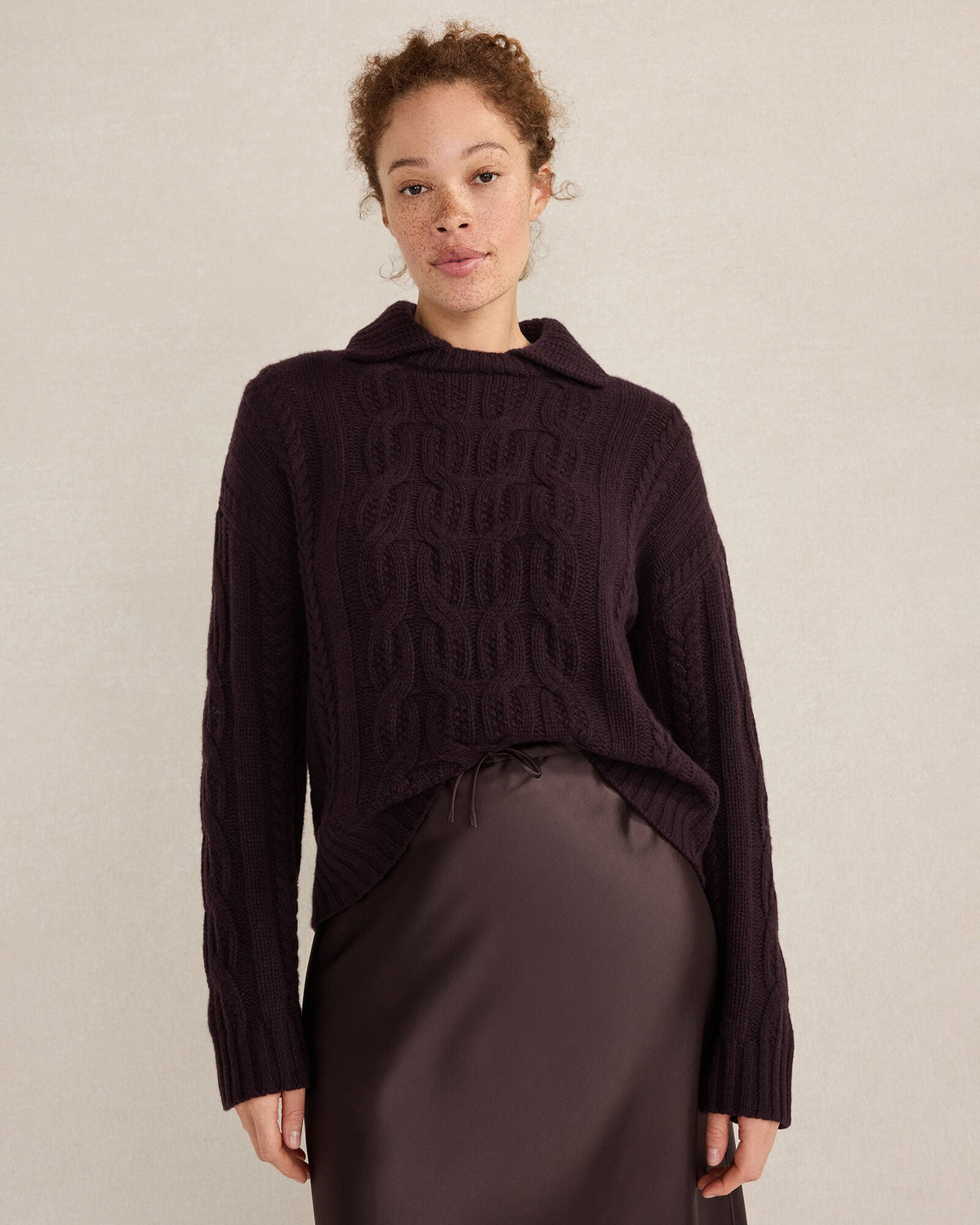 Talbots CASHMERE CABLE COLLARED SWEATER