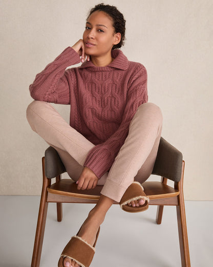 Talbots CASHMERE CABLE COLLARED SWEATER