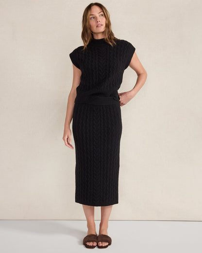 Talbots ORGANIC COTTON BLEND CABLE MIDI SKIRT