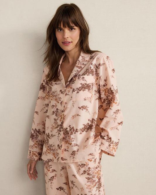 Talbots ORGANIC COTTON POPLIN PAINTED ROSE PAJAMA TOP