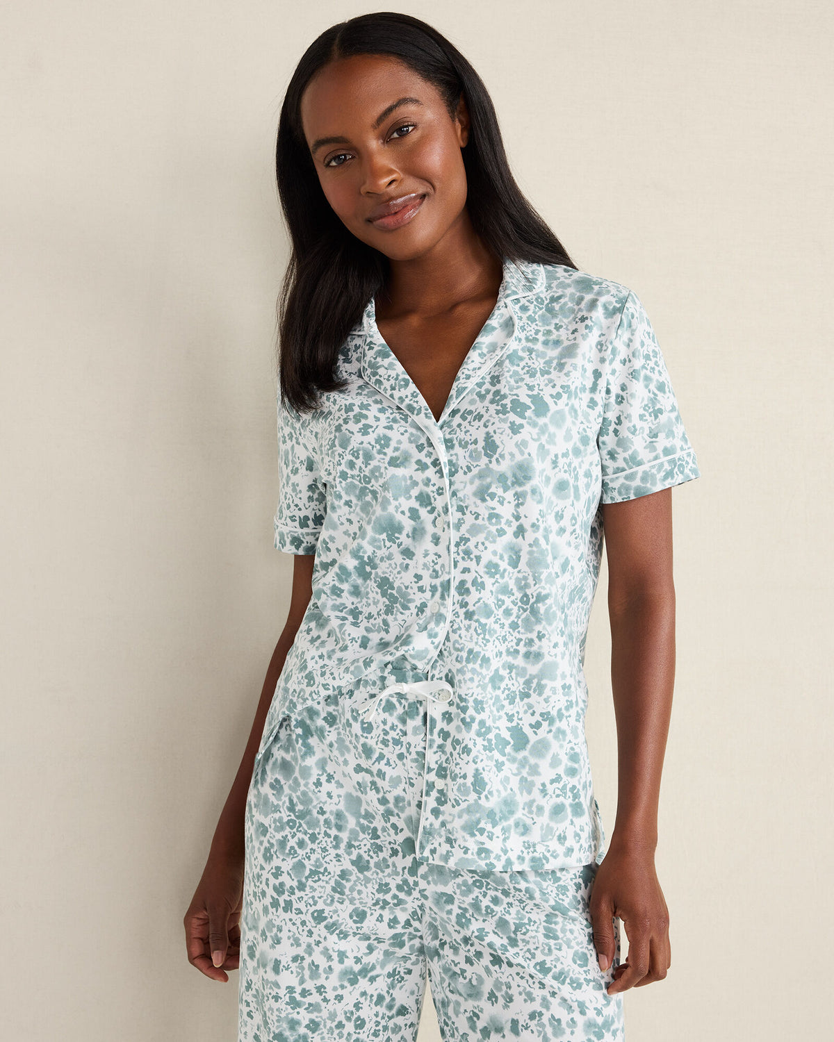 Talbots ORGANIC COTTON JERSEY BLURRED FLORAL PAJAMA TOP