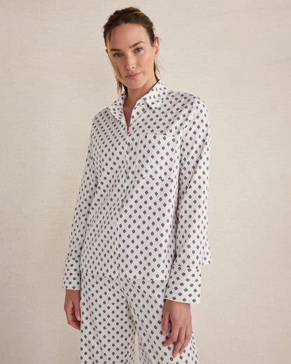 Talbots ORGANIC COTTON BLEND FLORAL TILE PAJAMA TOP