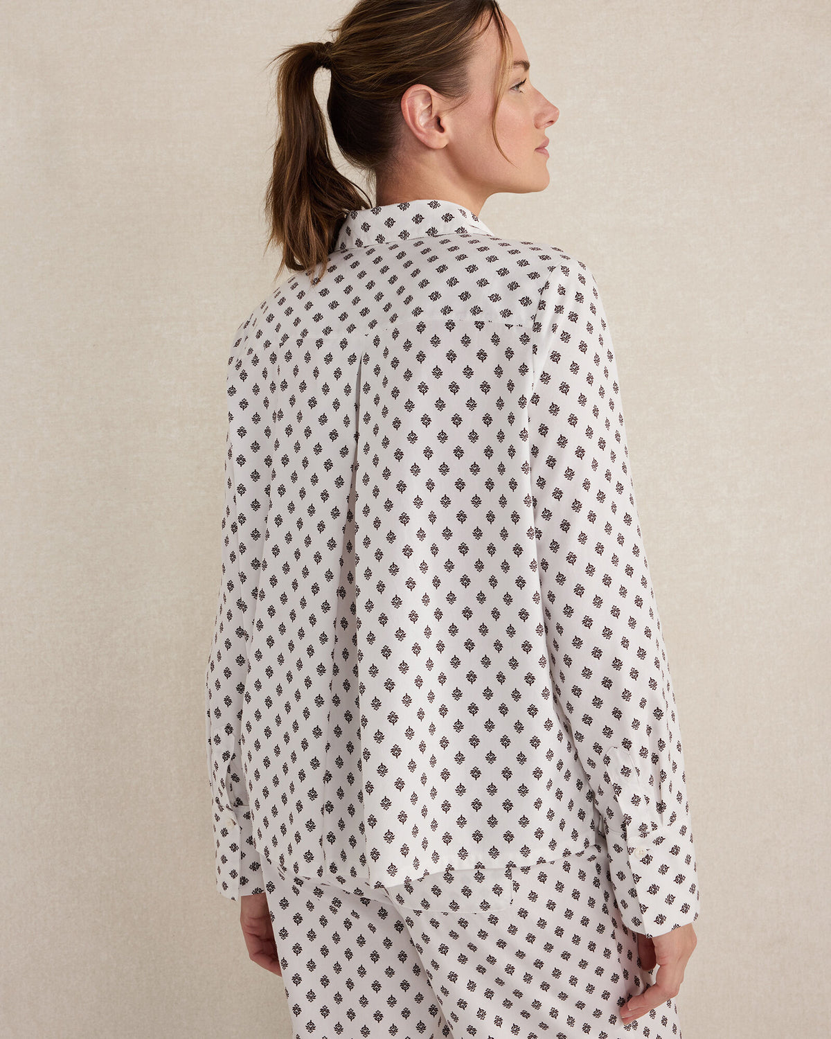 Talbots ORGANIC COTTON BLEND FLORAL TILE PAJAMA TOP