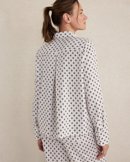 Talbots ORGANIC COTTON BLEND FLORAL TILE PAJAMA TOP