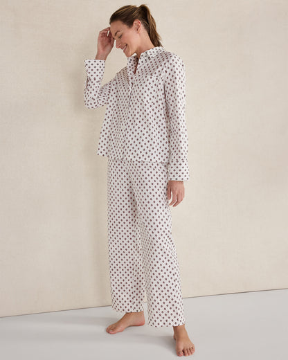 Talbots ORGANIC COTTON BLEND FLORAL TILE PAJAMA TOP