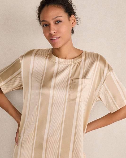 Talbots WASHABLE SILK STRIPE DROP SHOULDER TEE