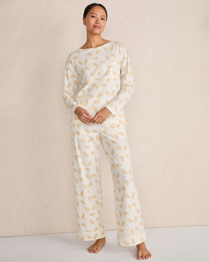 Talbots ORGANIC COTTON JERSEY FEATHER PRINT PAJAMA PANTS