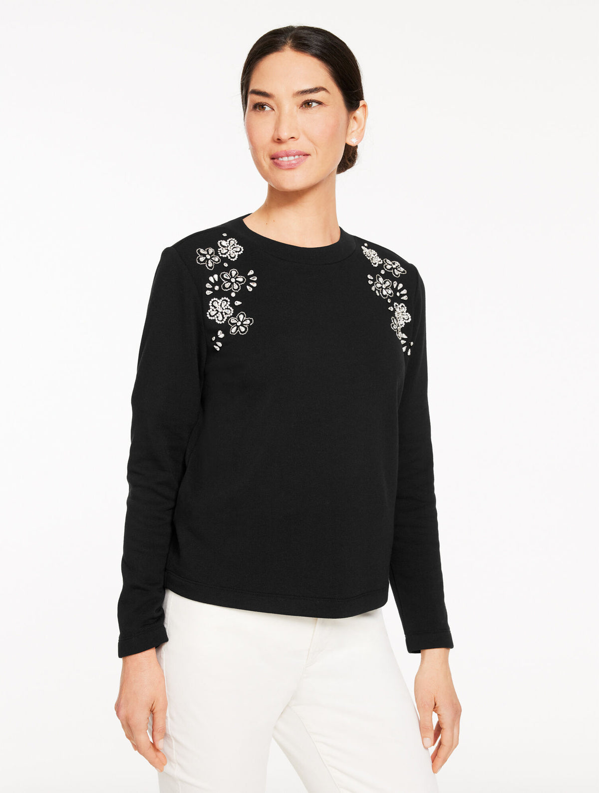 Talbots EMBELLISHED CREWNECK SWEATSHIRT