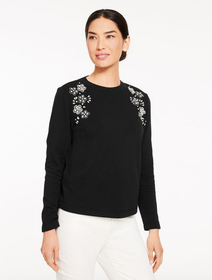 Talbots EMBELLISHED CREWNECK SWEATSHIRT
