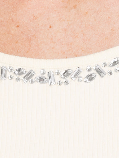 Talbots EMBELLISHED RIBBED SCOOP NECK TEE