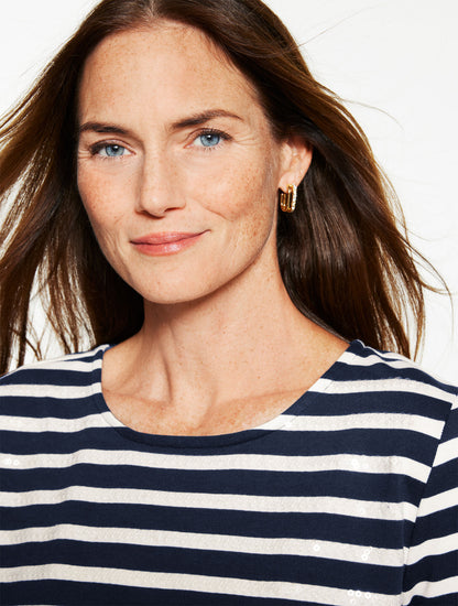 Talbots CREWNECK TEE - SEQUIN STRIPE
