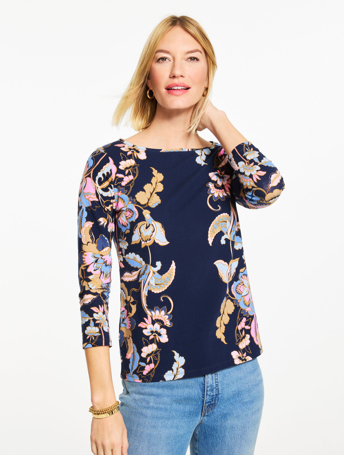 Talbots BATEAU NECK TEE - BEAUTIFUL FLORAL