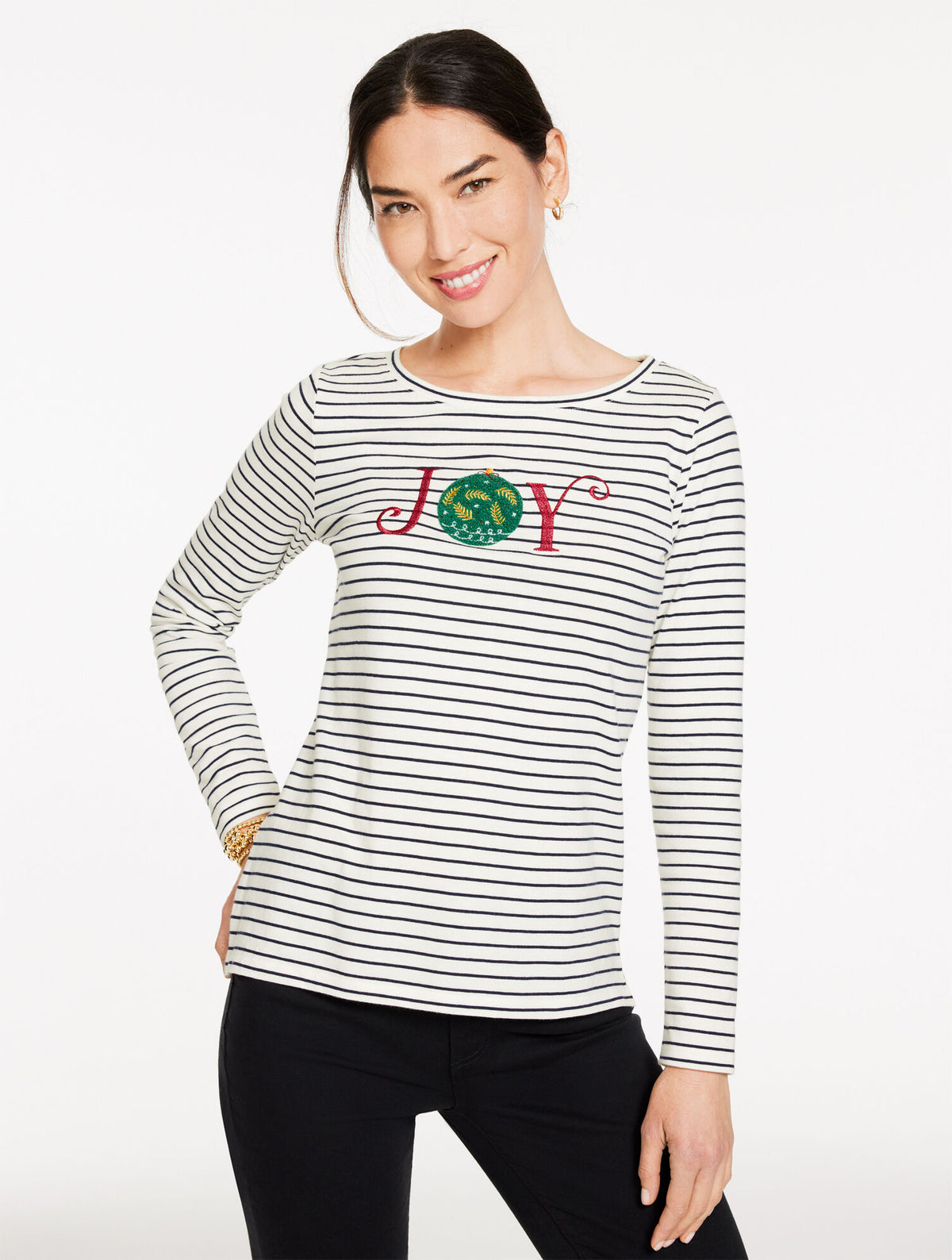 Talbots LONG SLEEVE CREWNECK TEE - JOY STRIPE
