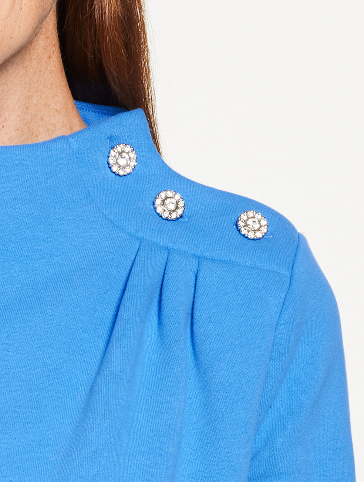 Talbots JEWEL BUTTON SHOULDER SWEATSHIRT
