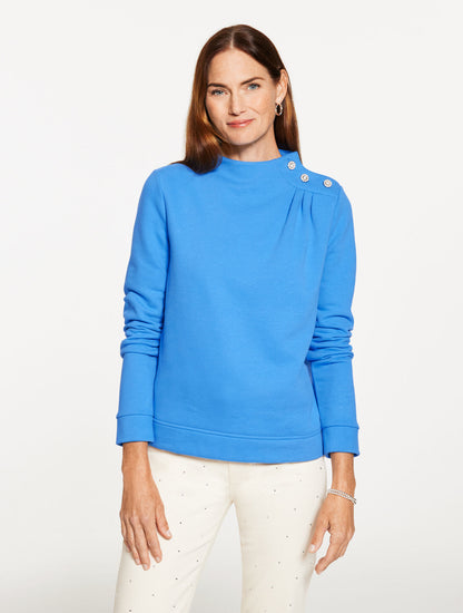 Talbots JEWEL BUTTON SHOULDER SWEATSHIRT