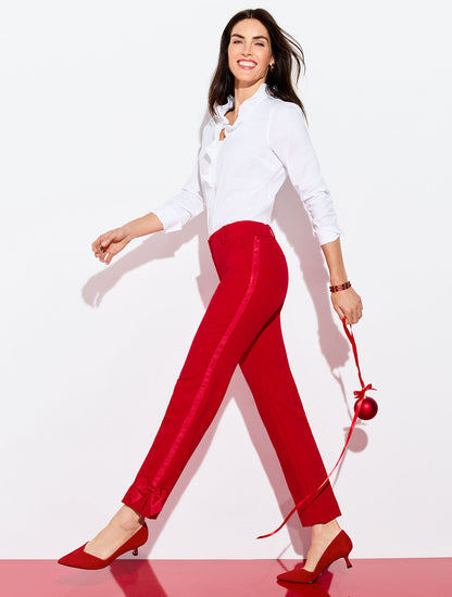 Talbots TALBOTS HAMPSHIRE LIGHTWEIGHT DOUBLE CLOTH STRAIGHT ANKLE PANTS - BOW