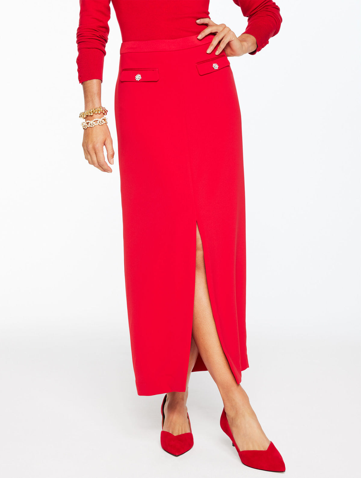 Talbots POLISHED CREPE TUXEDO MAXI SKIRT