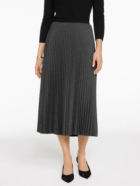Talbots STUDDED PLEATED FLANNEL MIDI SKIRT