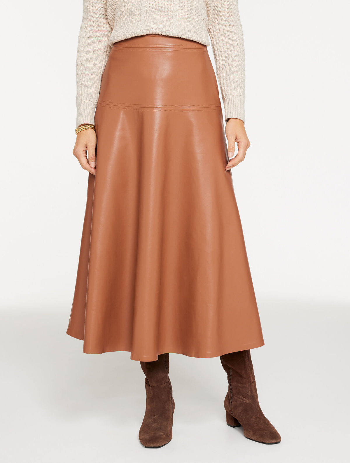 Talbots FAUX LEATHER FIT & FLARE SKIRT