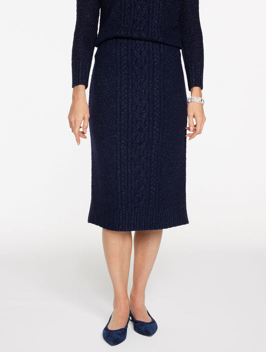 Talbots METALLIC MIXED CABLE MIDI SKIRT