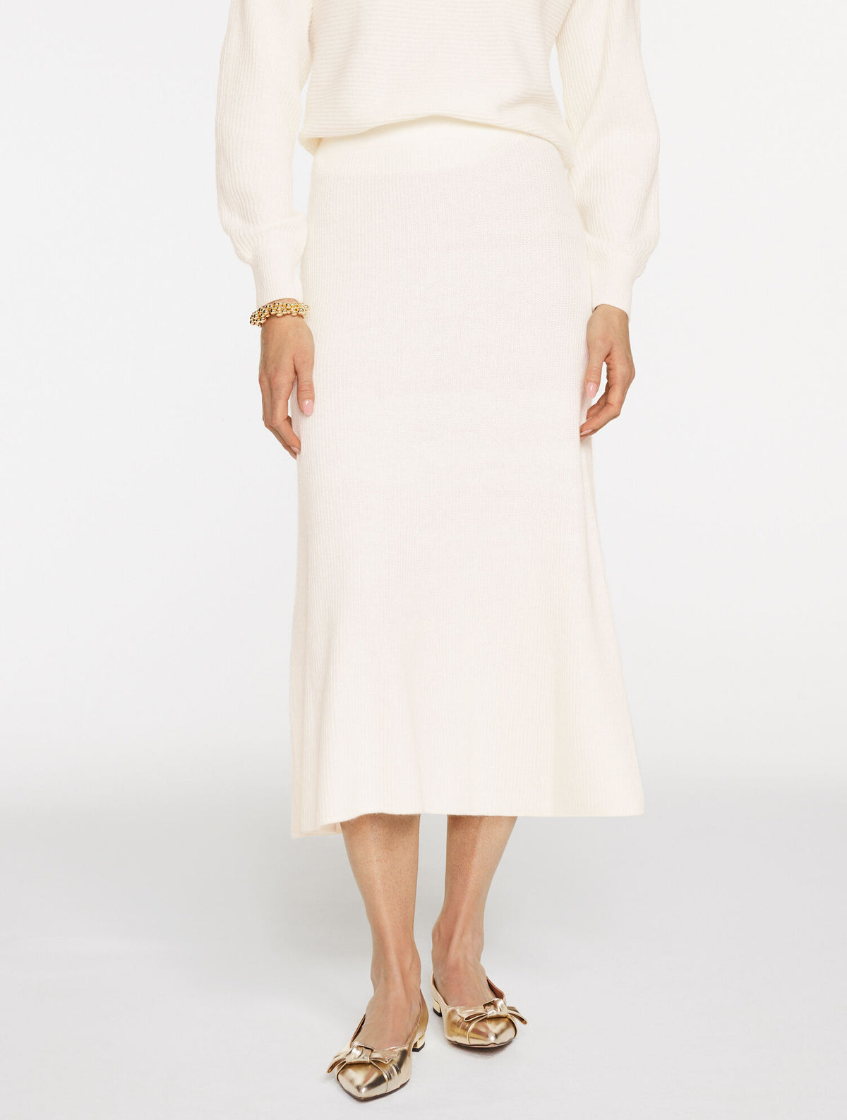 Talbots RIBBED FIT & FLARE MIDI SKIRT