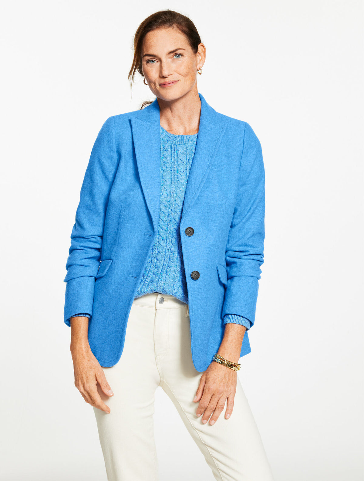Talbots CLASSIC SHETLAND BLAZER - POND BLUE