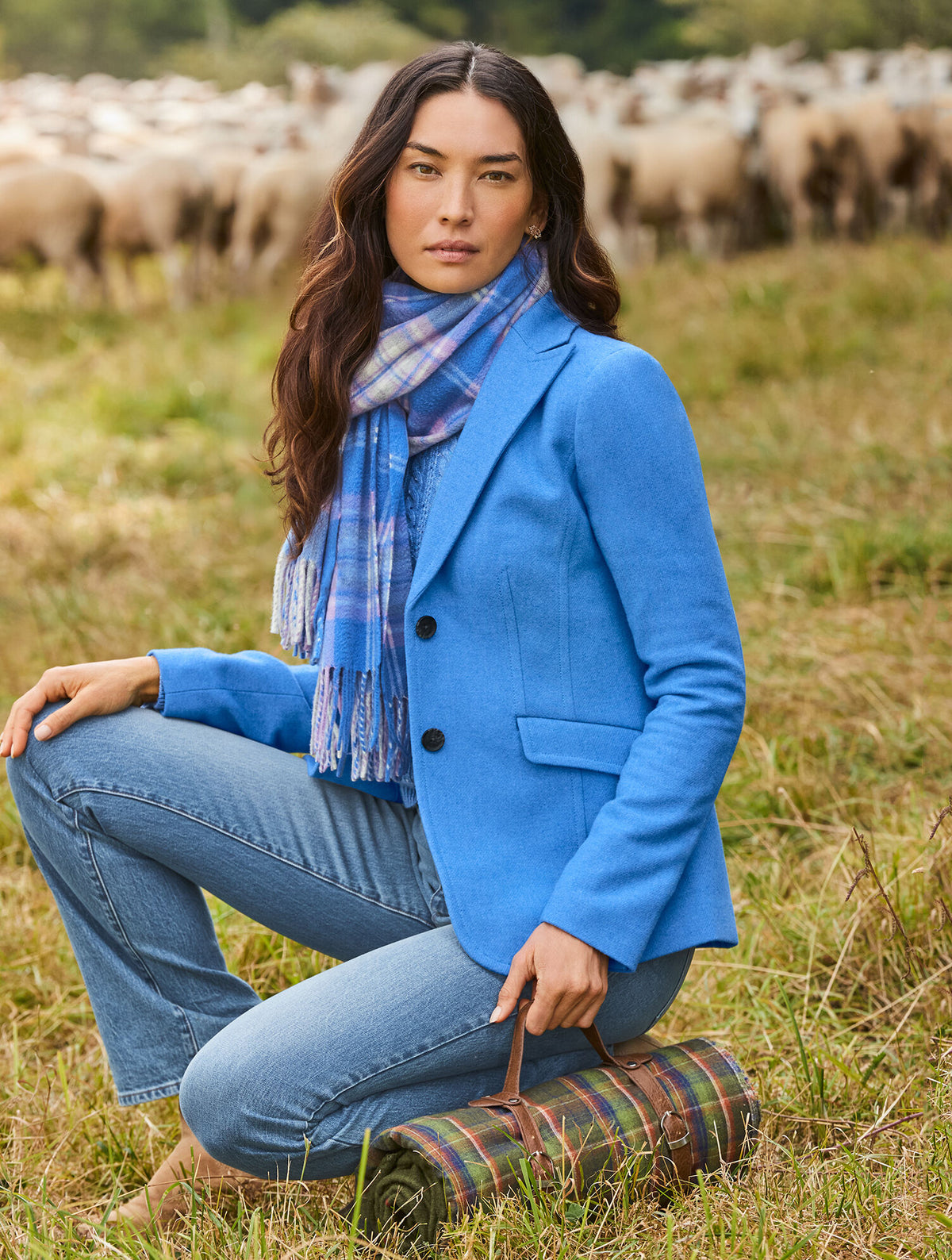 Talbots CLASSIC SHETLAND BLAZER - POND BLUE