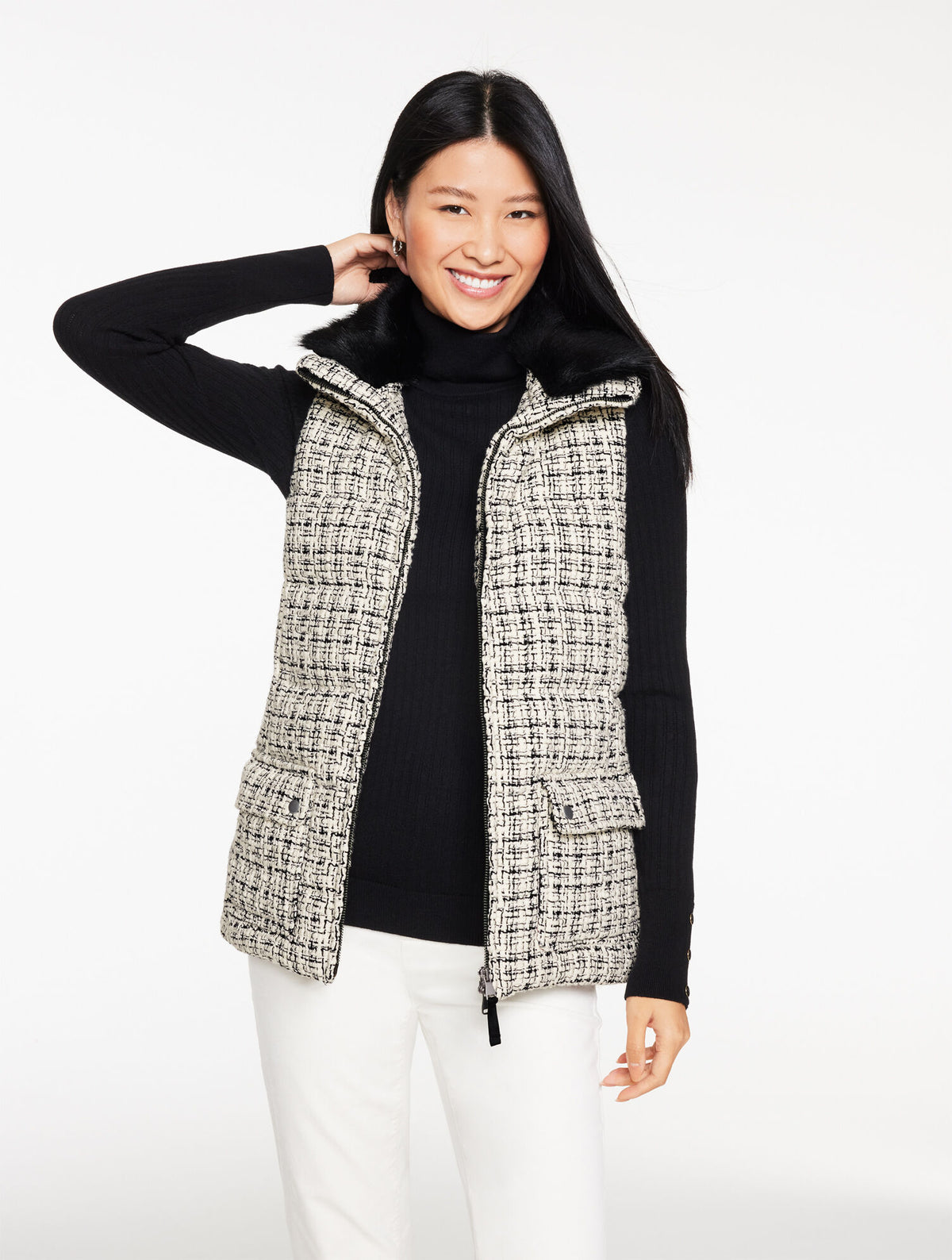 Talbots TWEED KNIT PUFFER VEST