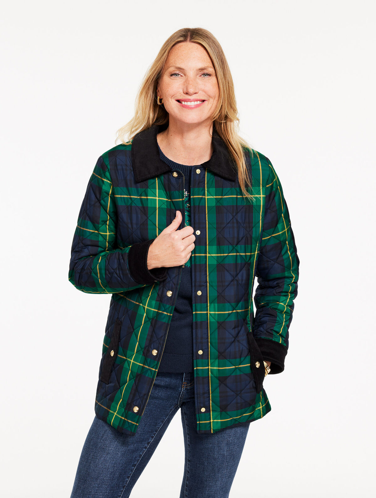Talbots PUFFER JACKET - SLOANE TARTAN