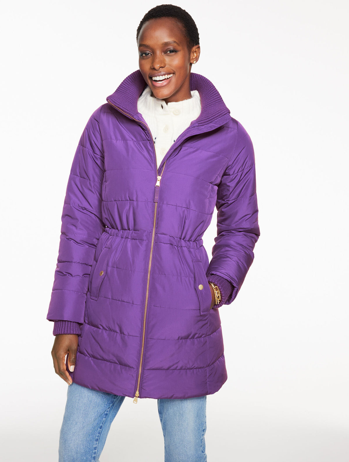 Talbots CABLE KNIT QUILTED JACKET