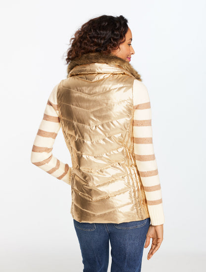 Talbots QUILTED PUFFER VEST - METALLIC