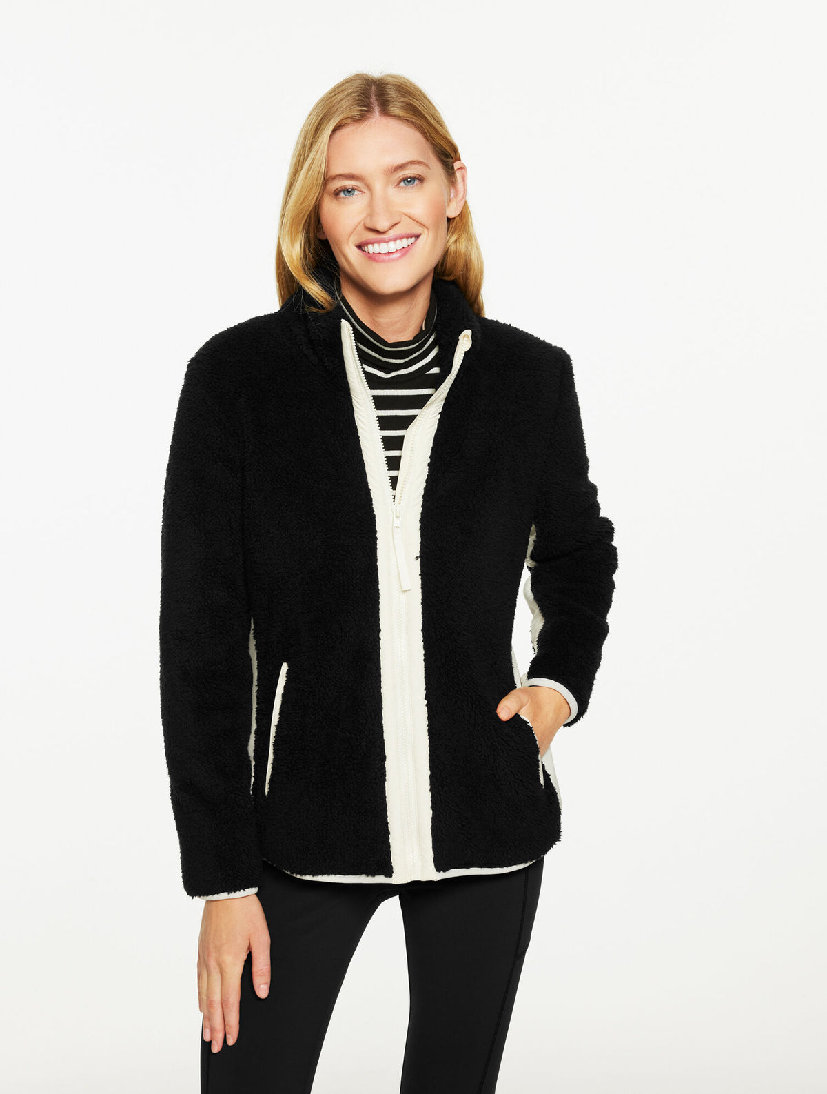 Talbots COZY SHERPA JACKET - COLORBLOCK
