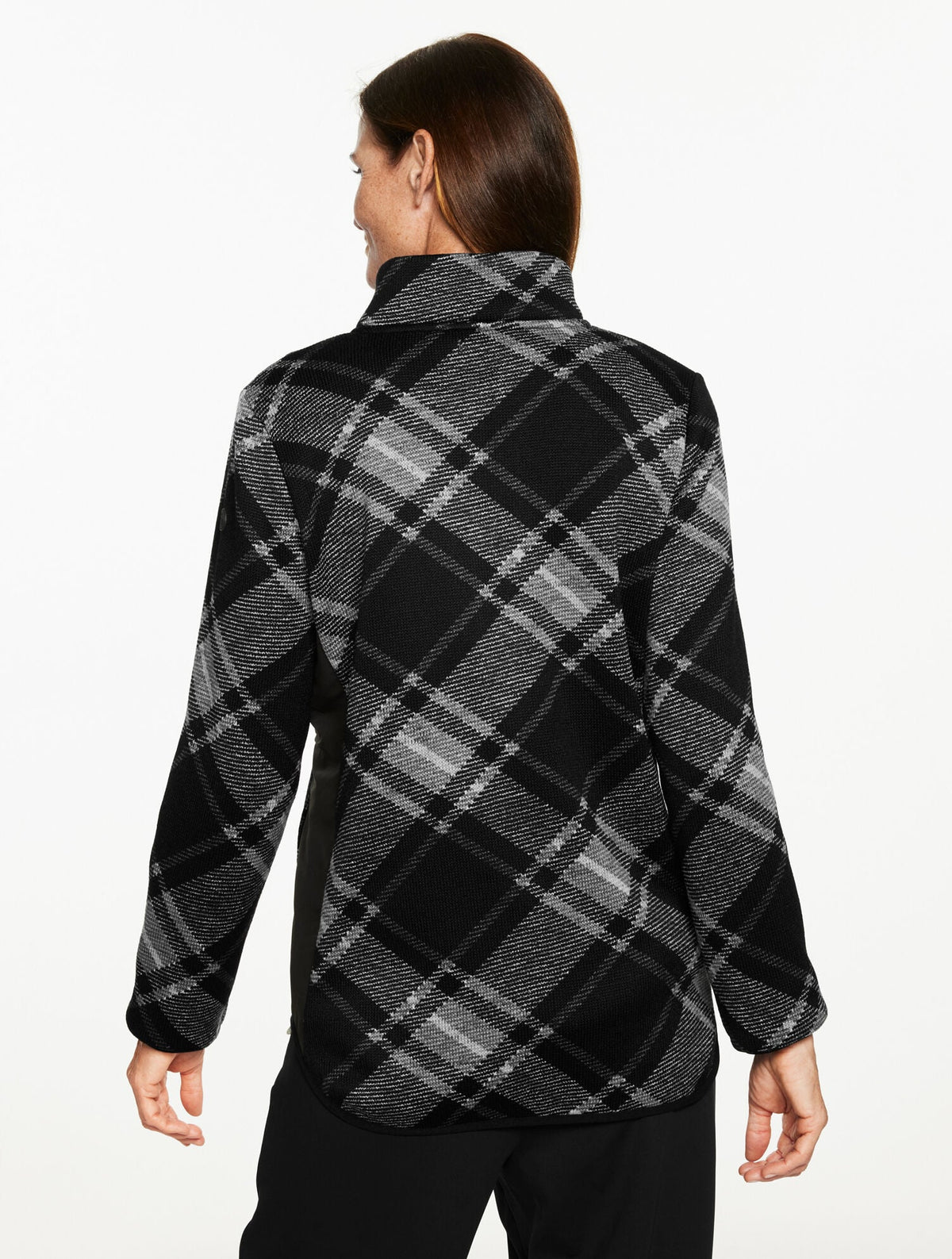 Talbots FLEECEBACK SWEATER JACKET - CHILLY PLAID