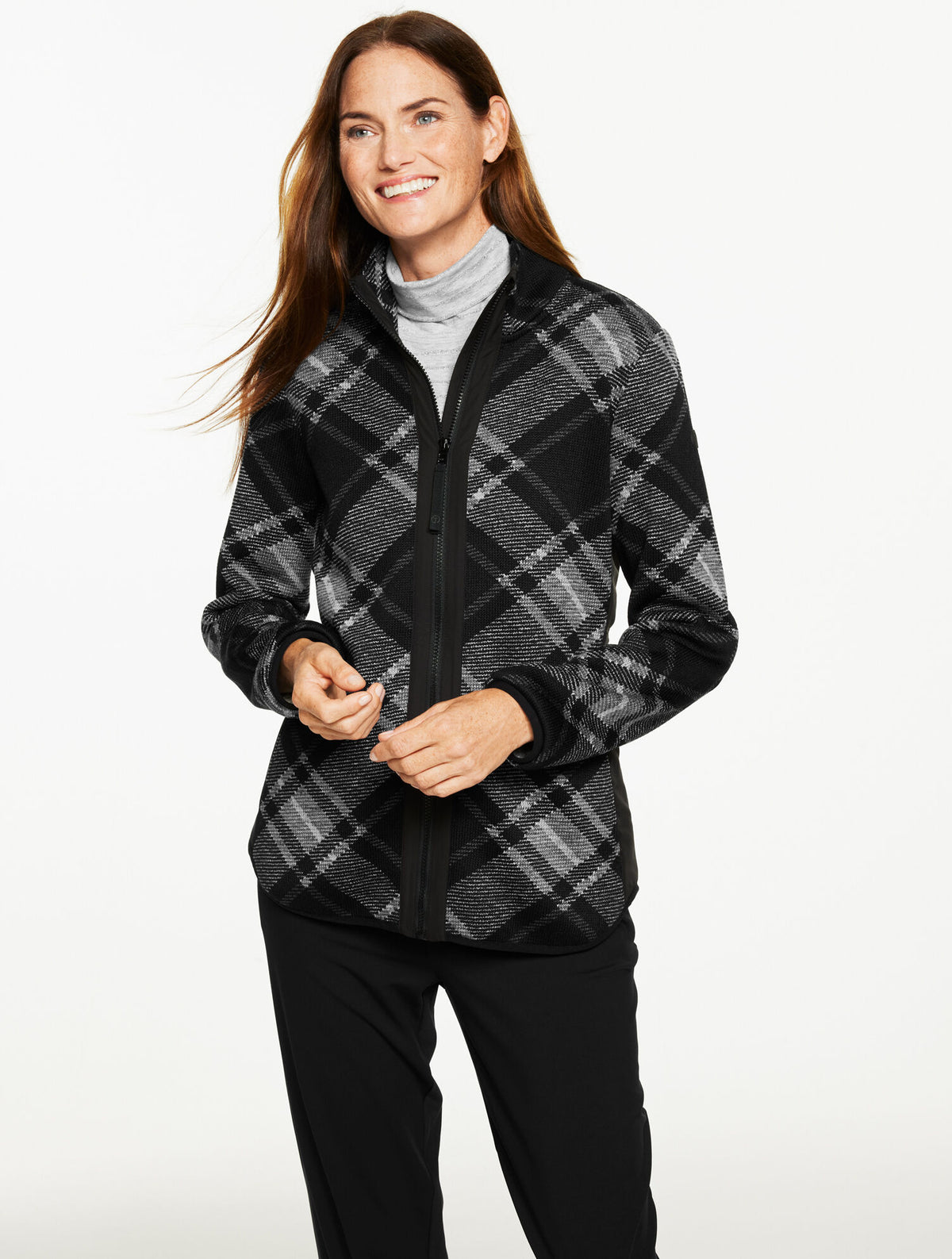 Talbots FLEECEBACK SWEATER JACKET - CHILLY PLAID