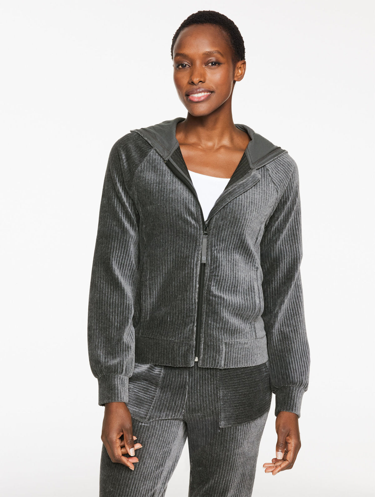 Talbots SKY LOUNGE VELOUR FULL-ZIP HOODIE