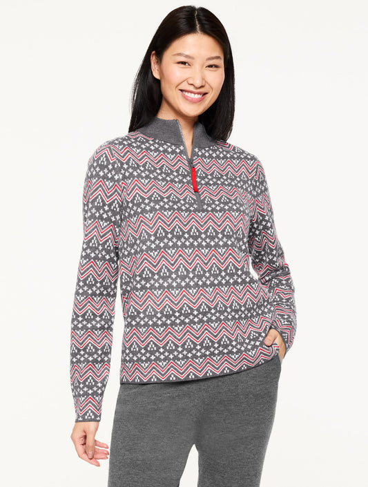 Talbots HALF-ZIP SWEATER - NORDIC FAIR ISLE