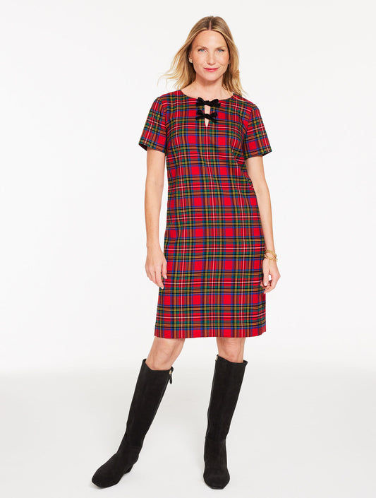 Talbots BOW SHEATH DRESS - BLISSFUL PLAID