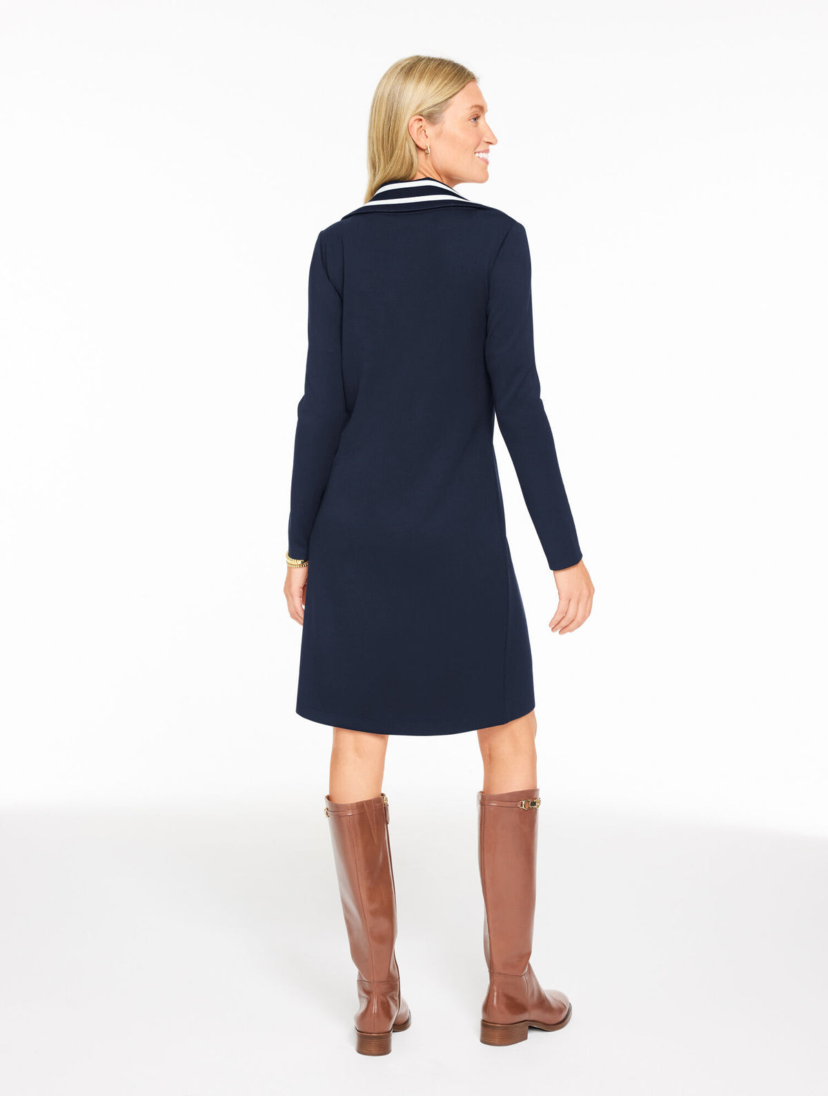 Talbots JOHNNY COLLAR KNIT SHIFT DRESS
