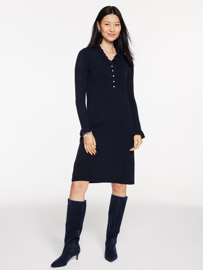 Talbots CABLE KNIT RUFFLE SWEATER DRESS