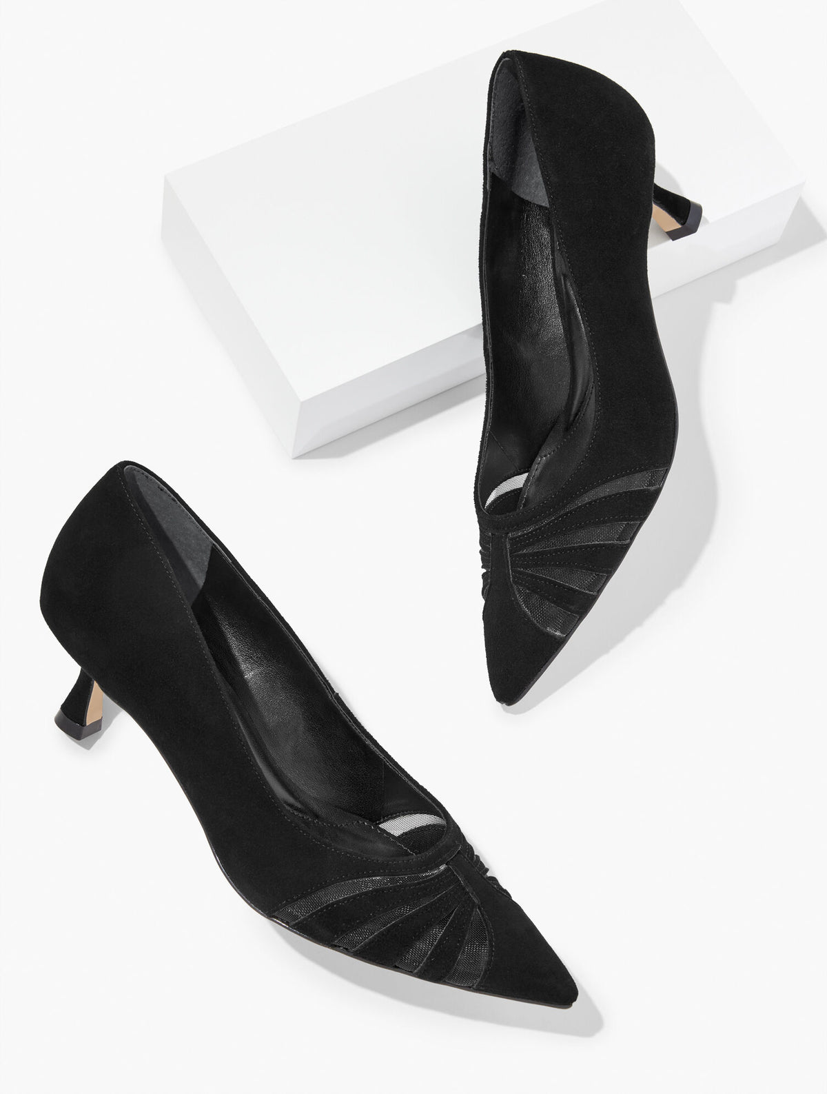 Talbots EMBER MESH SUEDE KITTEN HEEL PUMPS