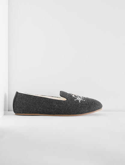 Talbots FIRESIDE EMBELLISHED FLANNEL SLIPPERS - SNOWFLAKE