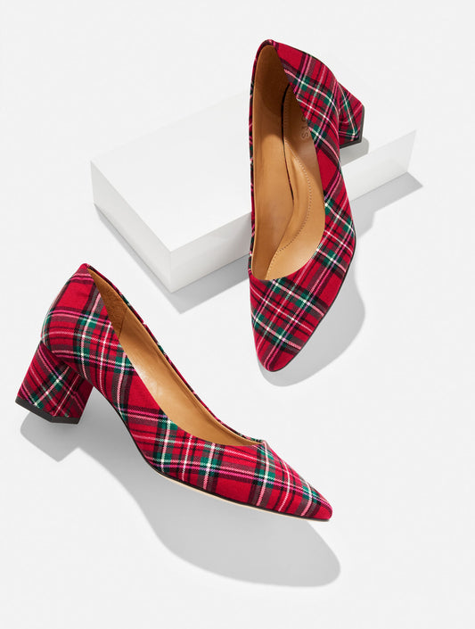 Talbots KAYLA BLOCK HEEL PUMPS - CIDER PLAID
