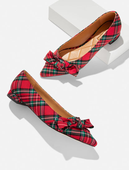 Talbots PORTIA BOW FLATS - CIDER PLAID