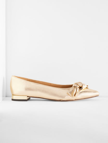 Talbots PORTIA BOW METALLIC LEATHER FLATS