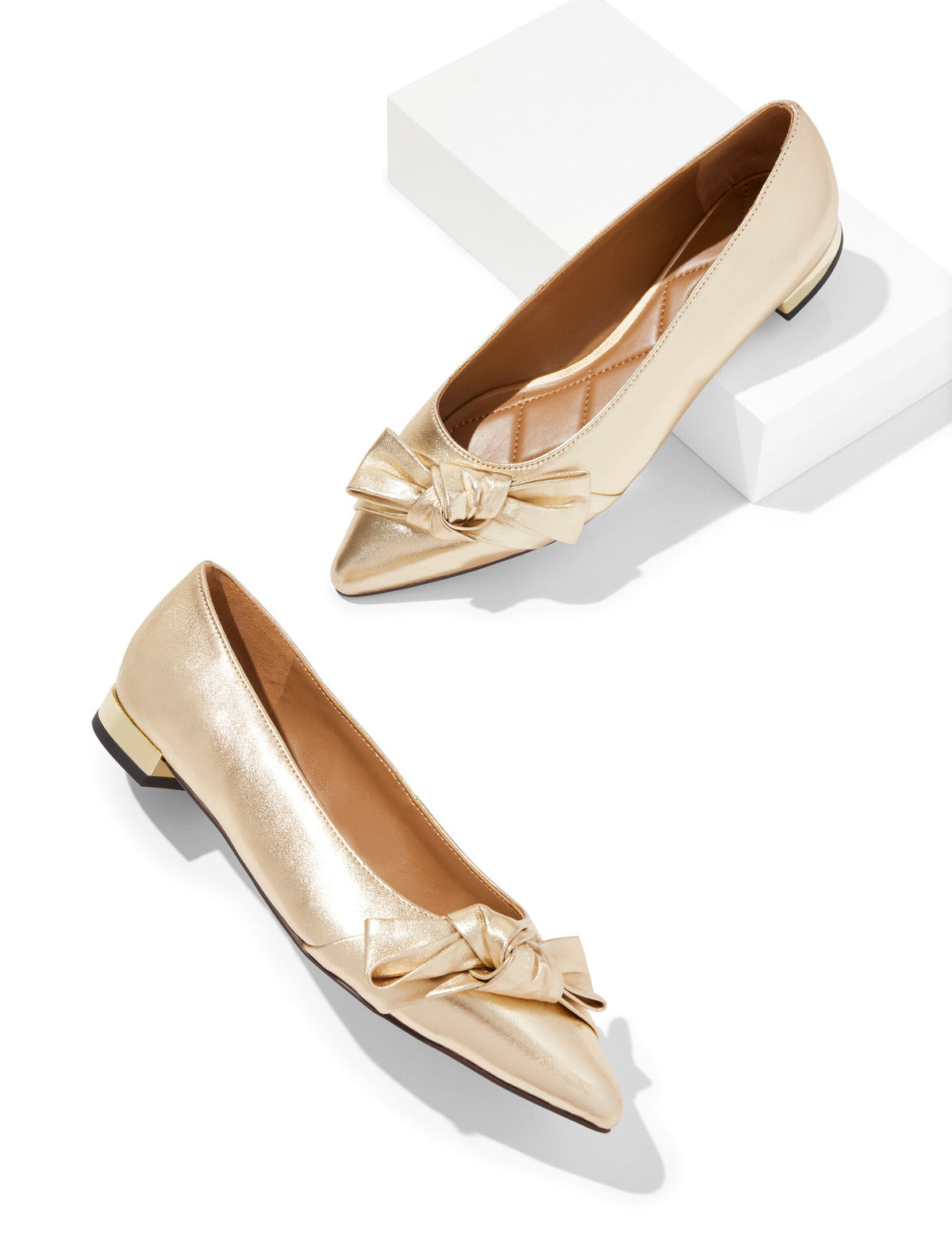 Talbots PORTIA BOW METALLIC LEATHER FLATS