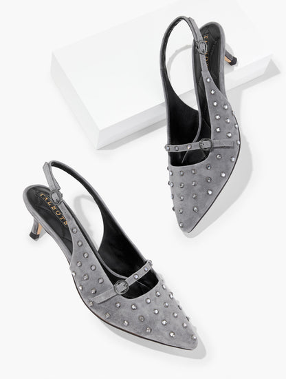 Talbots SYLVIE STUDDED SLINGBACK SUEDE PUMPS