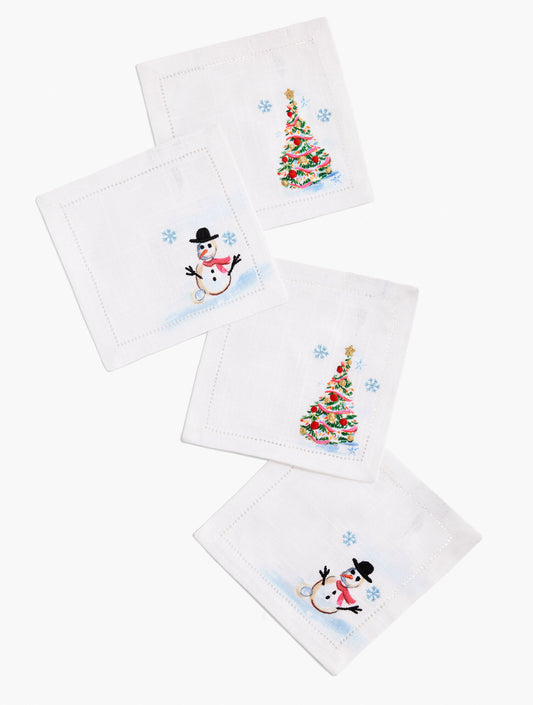 Talbots WINTER VILLAGE COCKTAIL NAPKIN SET OF 4